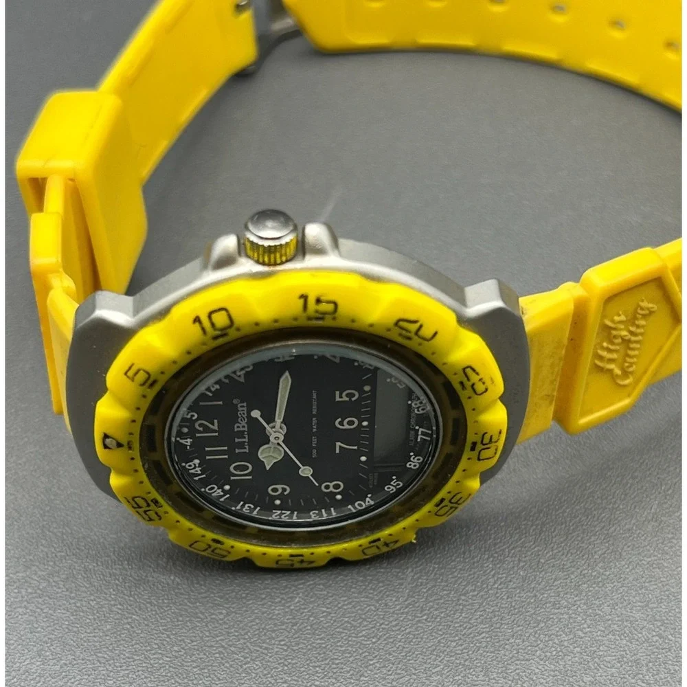 L.L. Bean Unisex High Country 85302-272 Yellow Ana-Digi Resin Sport Watch